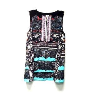 Katherine Barclay high low sleeveless multi color zipper front tank   S …